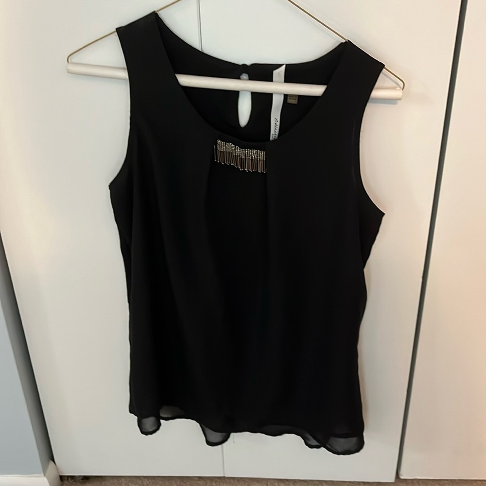 Petite small black dressy tank top